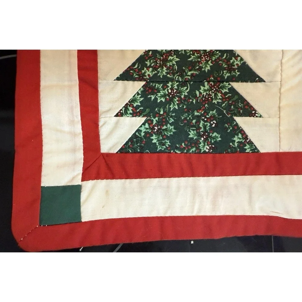 Set of 12 Vintage Quilted Christmas Placemats House Tree Stars American Pacific